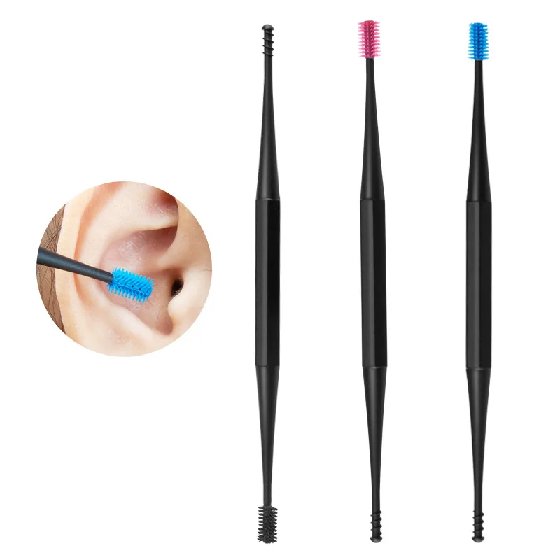 Soft Silicone Ear Pick Double-end Earpick Wax Curette Remover Cleaner Spoon Spiral Clean Tool Design Dropship |
