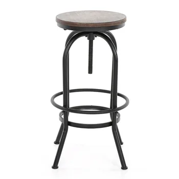

iKayaa Industrial Style Height Adjustable Swivel Bar Stool Natural Pinewood Top Kitchen Dining Breakfast Chair Bar Stool