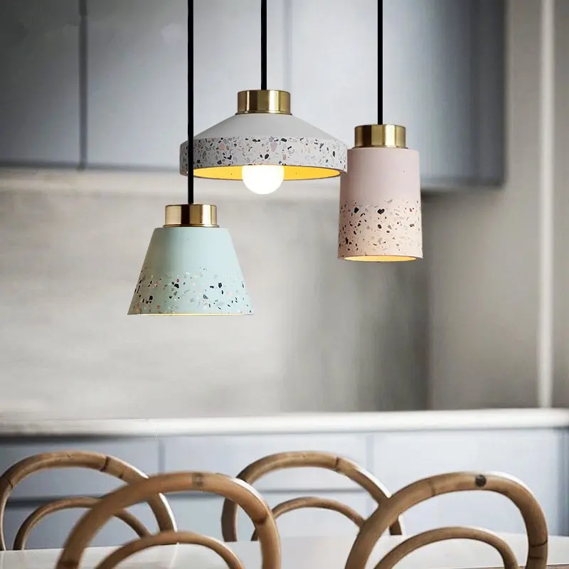 Vintage Cement Pendant Lights Multicolor Nordic Hanging Lamp