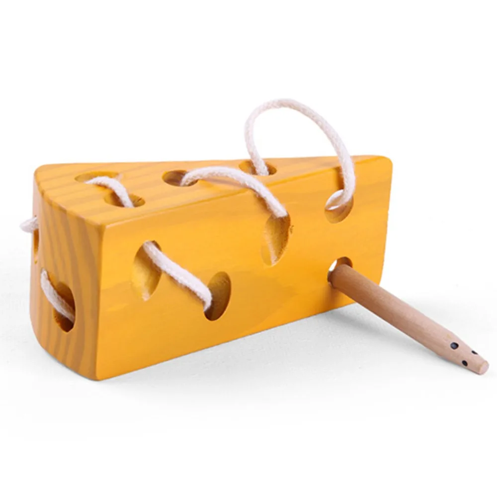 

Early Learning Education Toys Wooden Education Baby Mouse Teaching Montessori Mathematics Learning Toy Thread Cheese Plaything