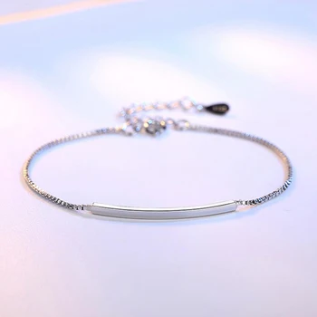 

Wholesale Geometry Fashion OL Style Woman Couple Party Gift Bend Pipe Box Chain 925 Sterling Silver Bracelet Bangle SZ98