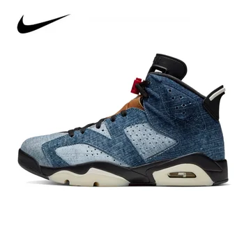 

Nike Air Jordan 6 Washed Denim Men's Basketball Shoes Sneakers Original HighTop Basketball Unisex Jordan Women Shoes CT5350-401