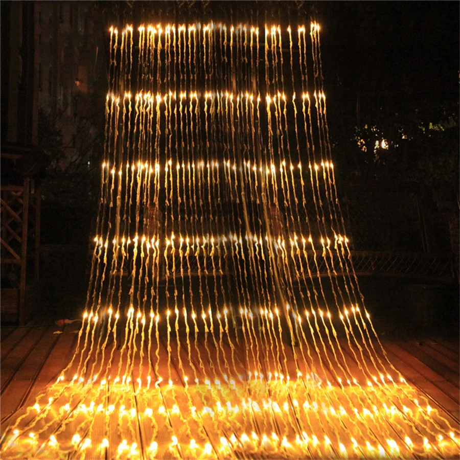 Baratos Thrisdar 3X2M 3X 3M 3X6M 6X 3M cascada cadena luz boda fiesta ventana cortina Icicle luz meteorito ducha lluvia Hada Garland
