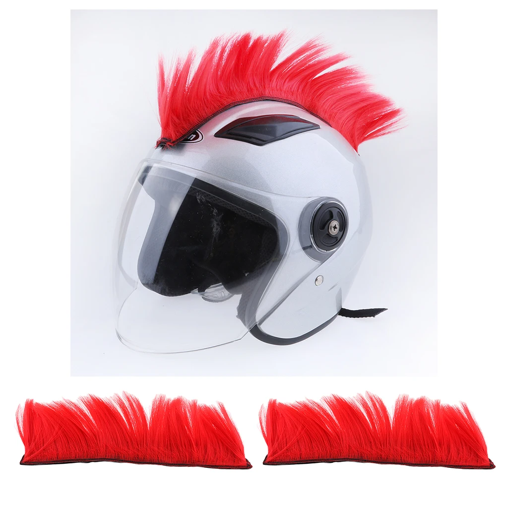 2x Motorcycle Skinhead Wig Punk Helmet Mohawk Wig Costumes Hairpiece Red