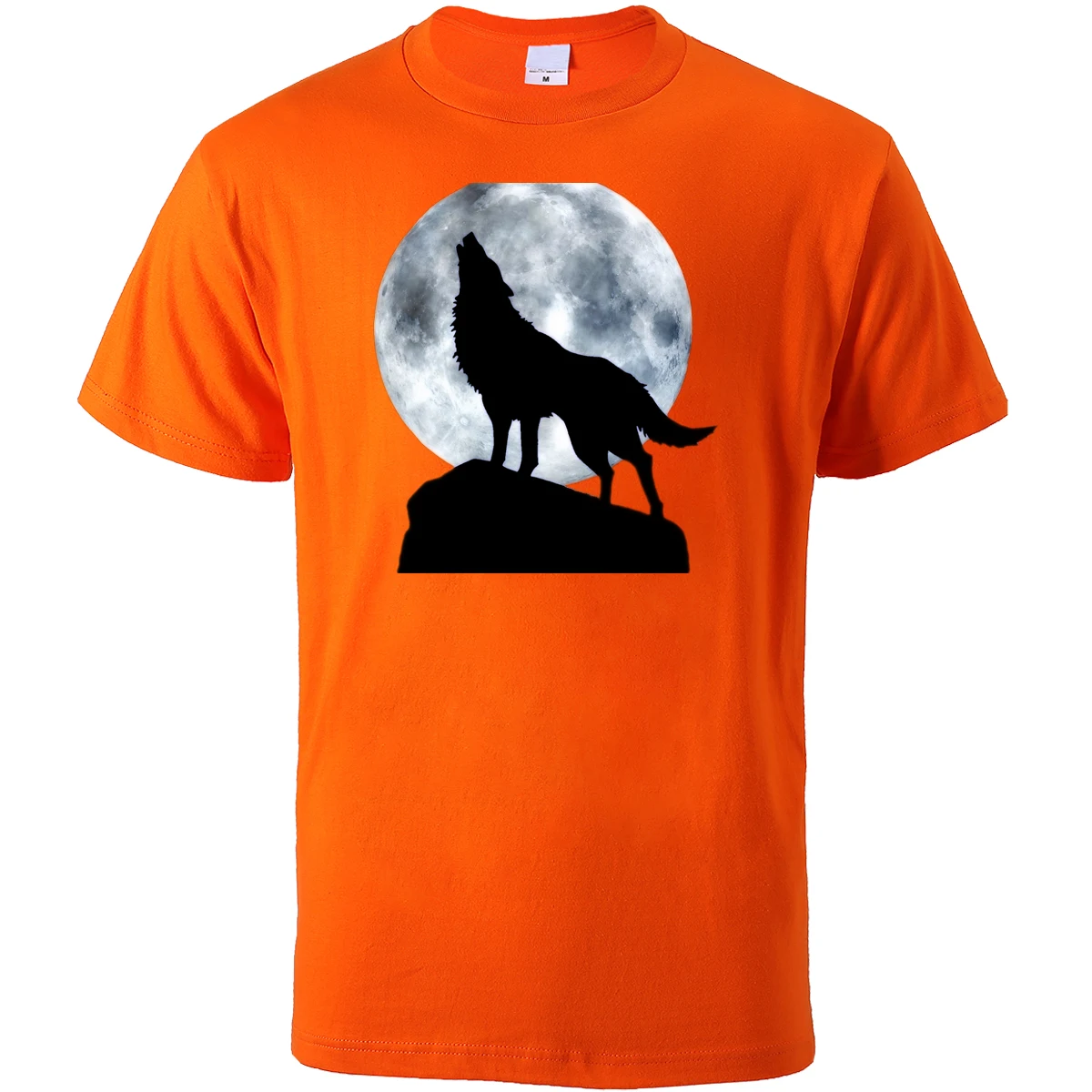 Moon Wolf мужские футболки винтажные толстовки с принтом Лето хип-хоп повседневные мужские топы хлопковая Футболка забавная футболка высокого качества - Цвет: orange6