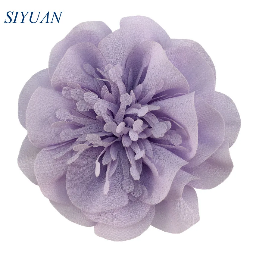 15-lavender 40 шт./партия, ручная работа, 3,6 дюймов, Шифоновый Цветок с заколками для волос, Детская Изысканная одежда для головы, декор TH298 - Color: 15-lavender