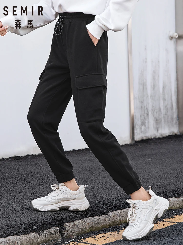 Женские повседневные брюки SEMIR хлопковые спортивные ins штаны зима 2019|Брюки |