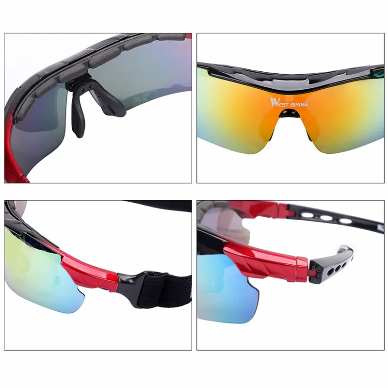 WEST BIKING Cycling Glasses Polarized Bike Bicycle Sunglasses 5 Lens Windproof Anti-fog With Mypia Frame Sport MTB Bike Glasses
