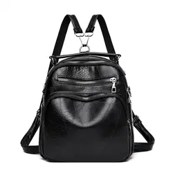 Женский рюкзак из искусственной кожи, Женская Повседневная сумка на плечо, школьная сумка, рюкзак с двойной молнией сумки для девушек для