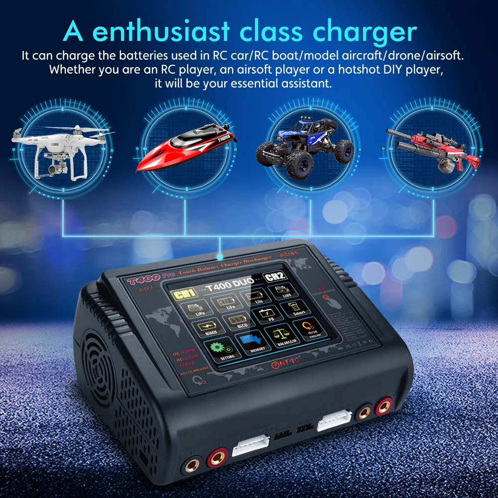 Original HTRC T400 Pro RC Lipo Charger Dual DC