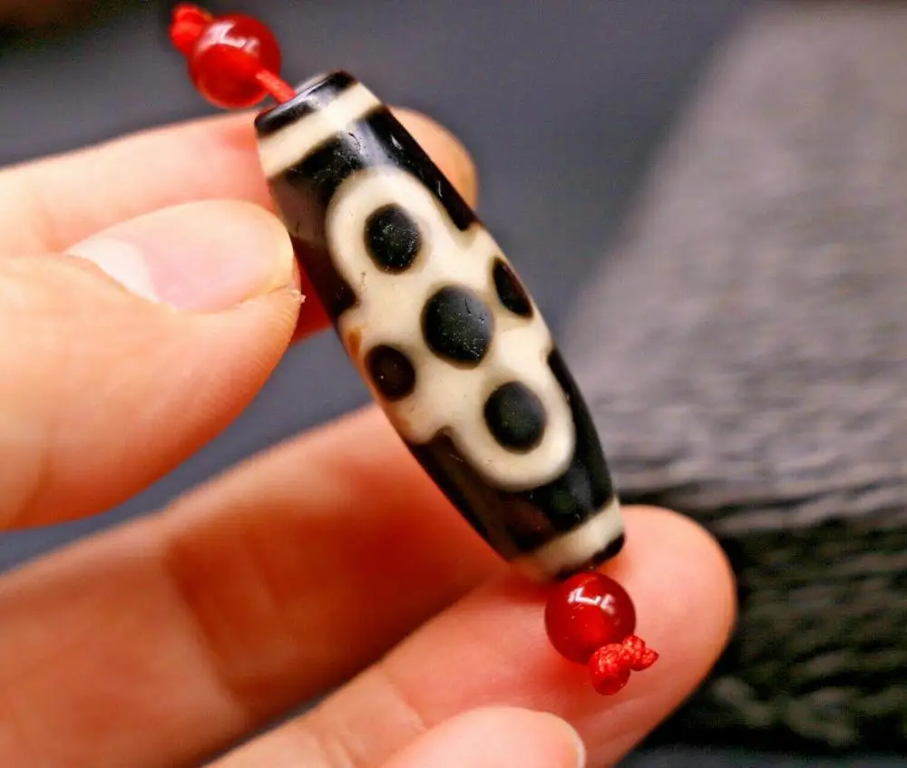 

Royal Magic Tibetan Oily Agate 5 eye Lightening Totem dZi Bead Amulet 38*12mm LKbrother Sauces 59MM