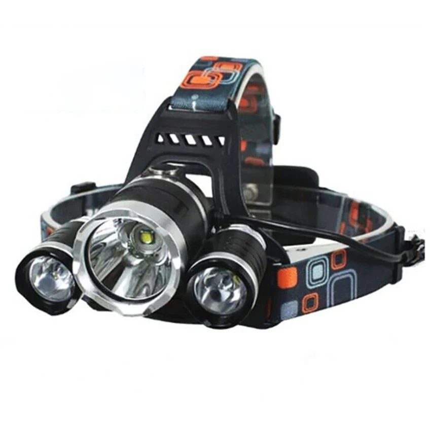 Rechargeable Headlamp Flashlight, T6+2 RL Lamp Beads, 4 Modes, Tail Red