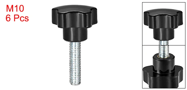 M10 x 40mm Uxcell 6 деталей из серии "Звездные войны", ручки M5/M6/M8/M10 20/25/30/40/50/70 мм с наружной резьбой Сталь цинка серьги-гвоздики черный PP - Цвет: M10 x 40mm