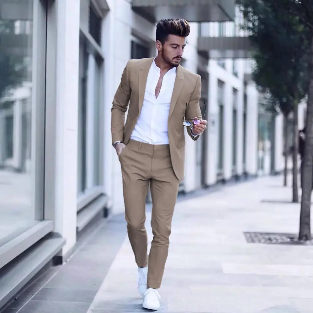 Latest Mens Slim Fit Suits Casual one button Mens Business Formal Tuxedo Wedding Suits Costume Homme Jacket Pants terno masculin