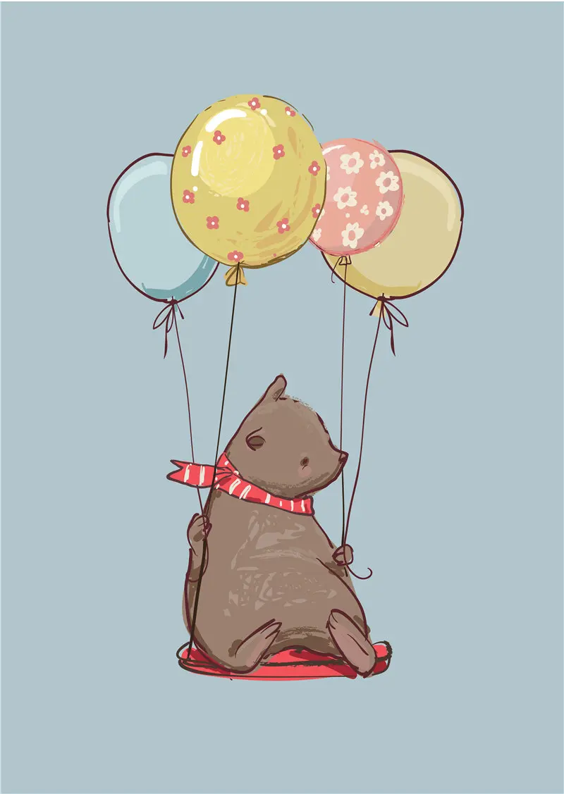 Cartoon-Animal-Nordic-Lovely-Canvas-Painting-Rabbit-Bear-Balloon-Cute-Decortion-Kids-Girl-Bedroom-Wall-Print (2)