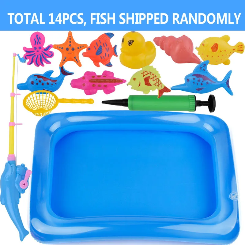 14pcs/Set Children Magnetic Fishing Game Parent-child Interactive Toys Kids 3D Fish Baby Bath Toys Outdoor Toy