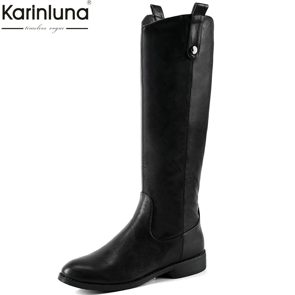 

KarinLuna 2019 top quality winter big size 43 leisure equipment boots female square heels shoes woman riding boots women shoes
