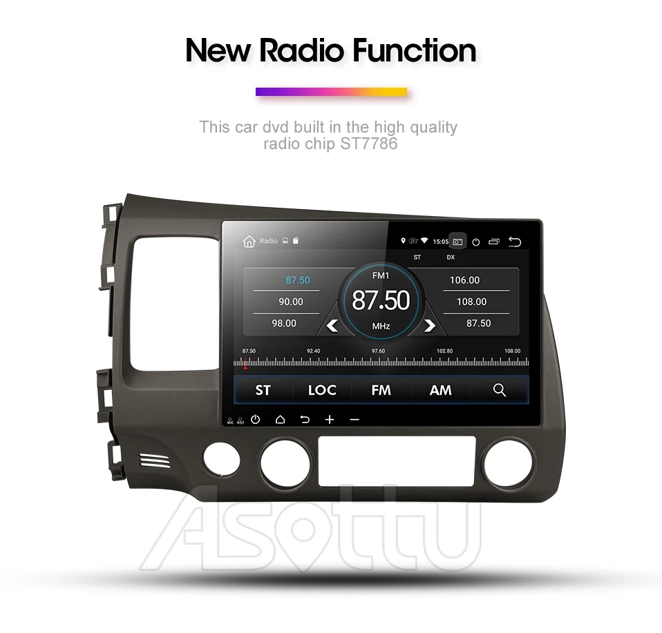 Top Asottu 2G android 9.0 PX30 car dvd gps player for honda civic 2006-2011 car radio video player gps navigation car  2 din dvd 8