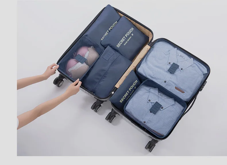 6pcs packing cubes Travel Organizer Bag Clothes Pouch Portable Luggage Suitcase Chic Bags Unisex Use Travel Accessories