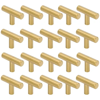 

Fashion-50mm Long Single Hole Cabinet Knobs and Pulls Door Cupboards Drawers Bedroom Furniture Handles Brushed ,20 Pack,Gold