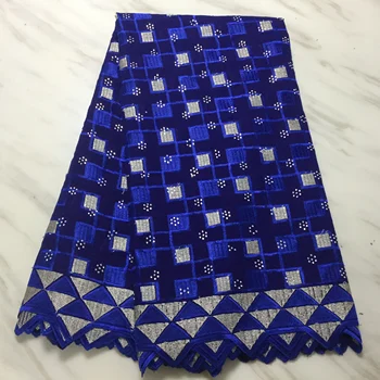 

High Quality Blue voile Lace Fabric in cotton Swiss Voile Lace Fabric with Stones african lace 2019 5yards FP126