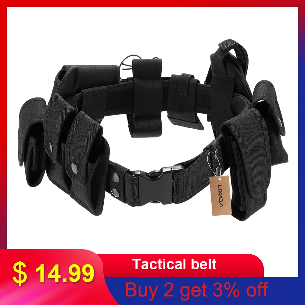 

Lixada Tactical Police Security Guard Equipment Duty Utility Kit Belt with Pouches System Holster Outdoor Training Black