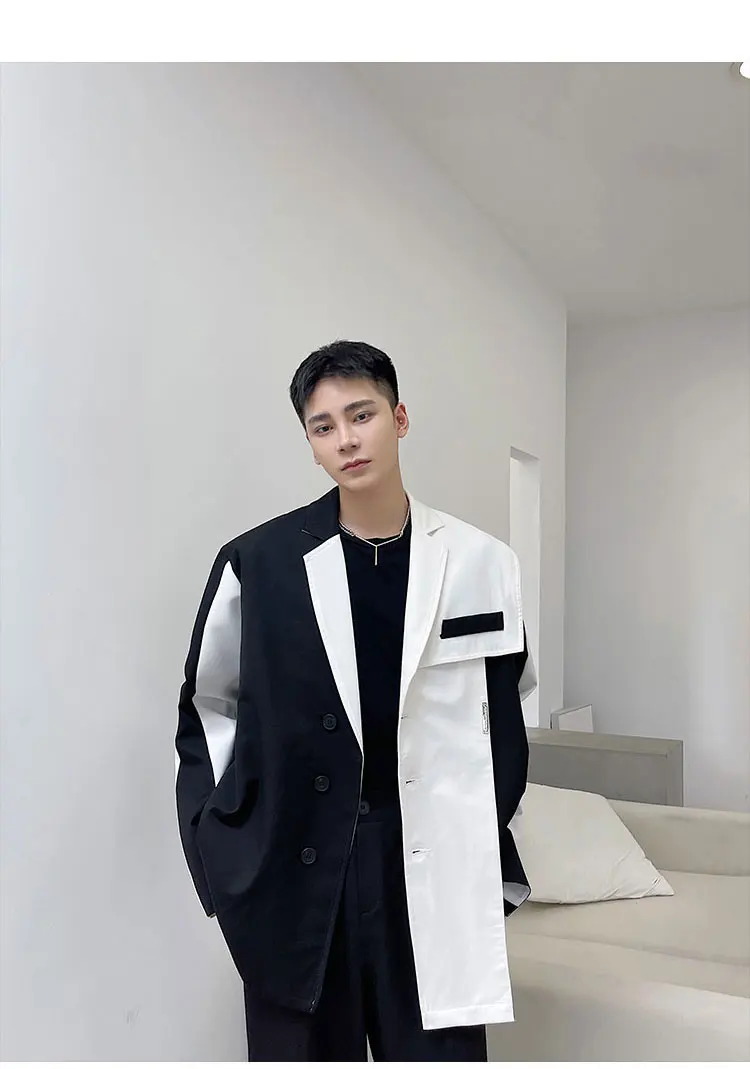 Black White Splice Blazers Men Harajuku 