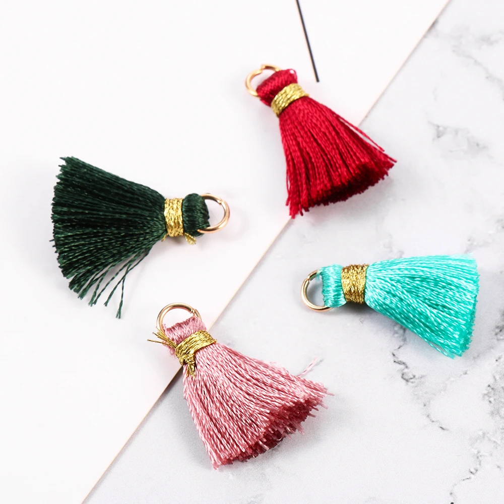 10pcs 2cm Mini Colorful Silky Tassels Pendant Drop Jewelry DIY Boho Bracelet Necklace Earring Hanging Garment Making Supplies