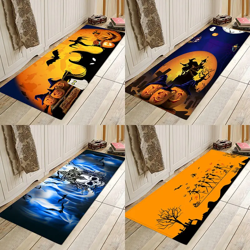 

Halloween, bat, pumpkin, ghost, horror, holiday, party, home, flannel, non-slippery, absorbent mat.