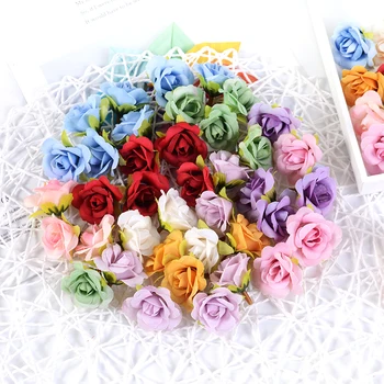 

10pcs 4cm Rose Artificial Flower Silk Rose Head Wedding Home Decoration DIY Flower Wall Scrapbook Craft Fake Flower Accessories