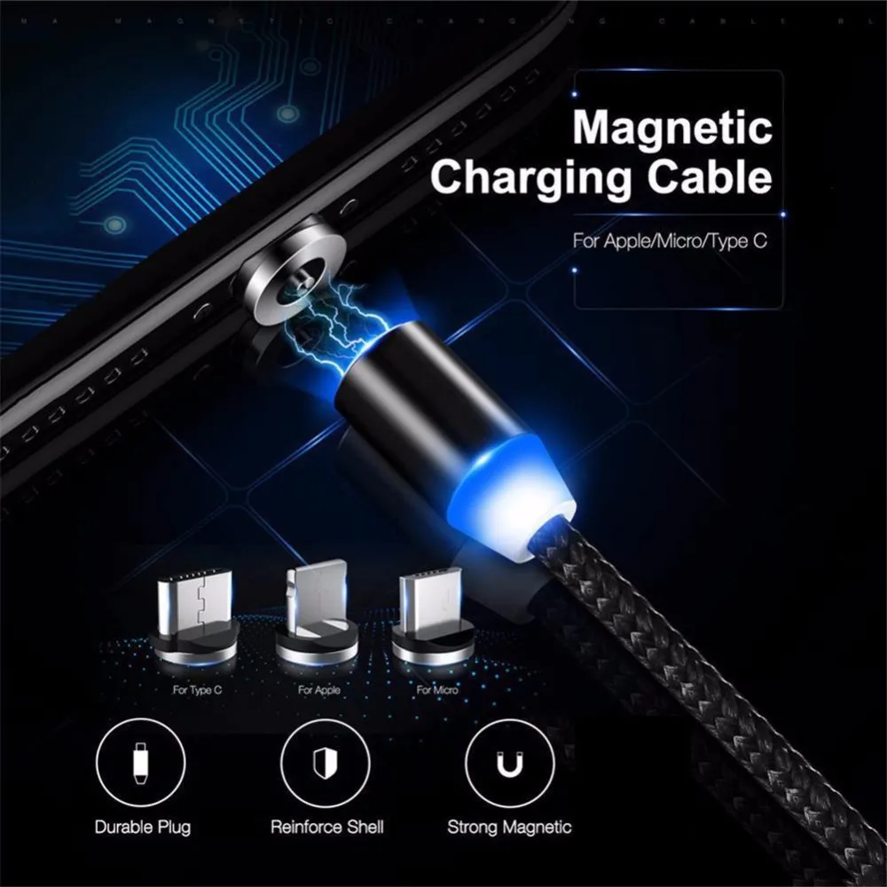 Магнитный микро-usb-кабель Android для IPhone X XS 8 7 Plus samsung мобильный телефон Быстрая зарядка usb type C зарядный кабель провод шнур
