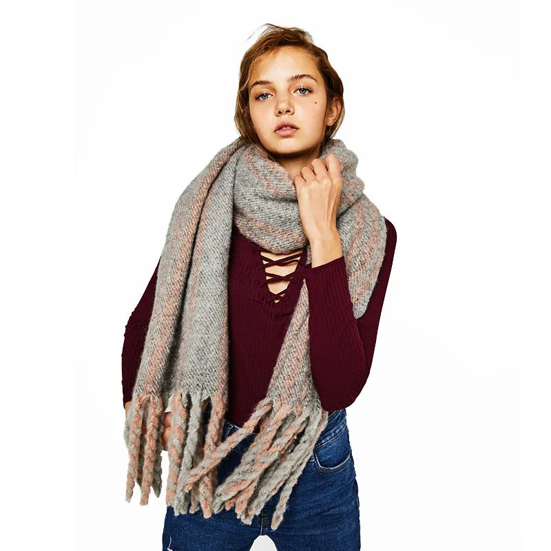 CYSINCOS Newarrival, осенне-зимний женский, для девушек, двухсторонний, дикий, мягкий, темпераментный, толстый шарф, свежий, шерстяной, Удобный шарф