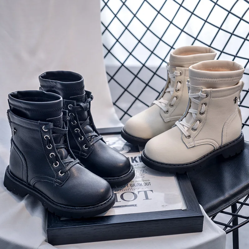 Ботинки martin на молнии сзади для мальчиков кожаные ботинки девочек Botas детские