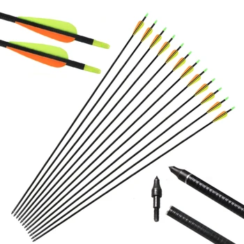

6/12PCS 31.8'' Fiberglass Arrows Length 81cm Spine 600-650 Drop-shaped TPU Feather for Achery Recurve Bow Shooting Hunting