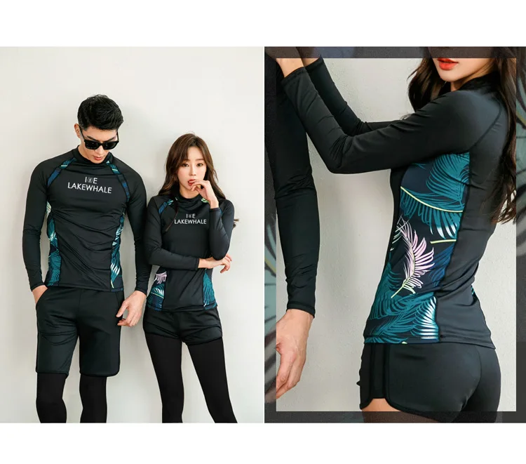New Style South Korea Couples Diving Suit Long-sleeved Swimsuit Men And Women Sun-resistant Jellyfish Clothing Snorkeling Suit C