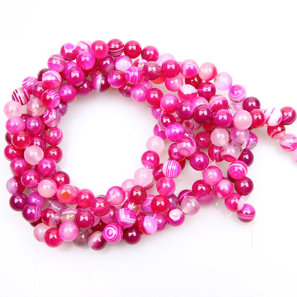 Rose red agate Натуральный драгоценный камень бусины розовый кварцевый кристалл бирюза Лава Камень Круглые бусины для ювелирные изделия, изготовление браслетов Diy рукоделие аксессуары - Цвет: Rose red agate