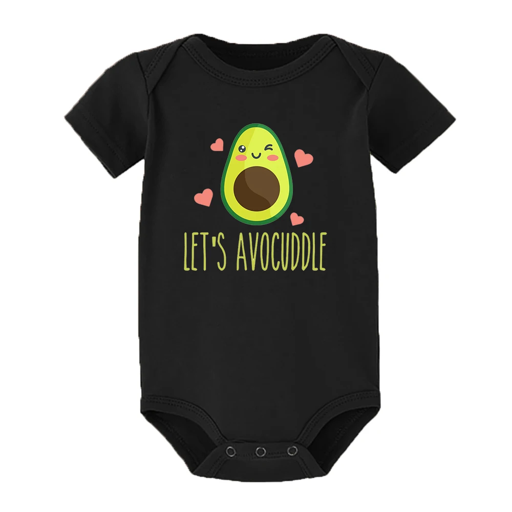 Let's Avocuddle Baby Summer Bodysuit Fashion Short Sleeve Romper Cute Funny Avocado Print Gender Neutral Baby Stuff Clothes Ropa