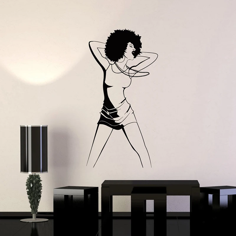 

Girl bedroom Wall Vinyl Decal Black Girl Singer Music Pop Rap Rock Decor sticker removeable wall art DIY poster Y23