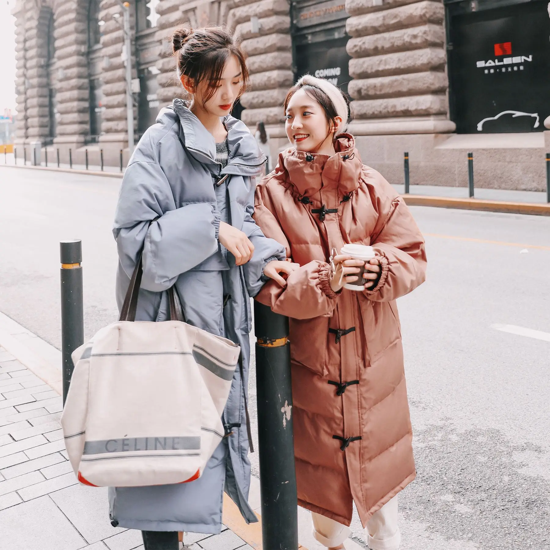 

2019 Winter New Style Long Toggle Stand Collar Cotton-padded Clothes Korean-style Loose-Fit Solid Color Thick Cotton Coat Women'