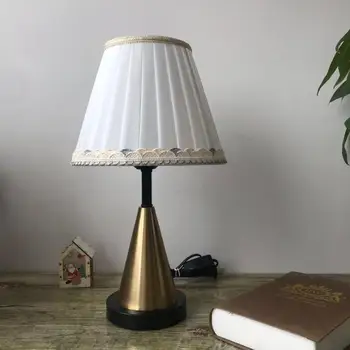

German French nostalgic base European and American semi cylindrical KD lampshade bedroom bedside table lamp living room lamp