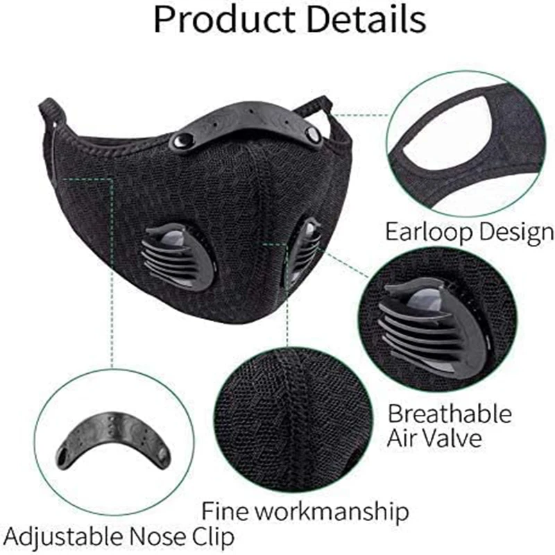 Face Mask Activated Carbon PM 2.5 Anti-pollution Running Cycling Facial Care Mask Breathable Bacteria-proof Sport Face Mask
