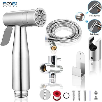 

Handheld Toilet Bidet Sprayer Set Stainless Steel Hand Bidet Faucet Bathroom Attachment Hand Sprayer Shower Head Self-cleaning