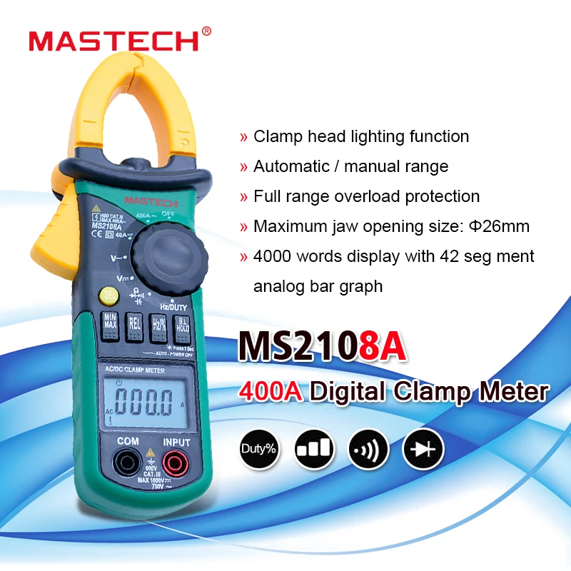 MS2108A Digital Clamp Meter Multimètre AC DC Courant Volt Testeur NOUVEAU!!
