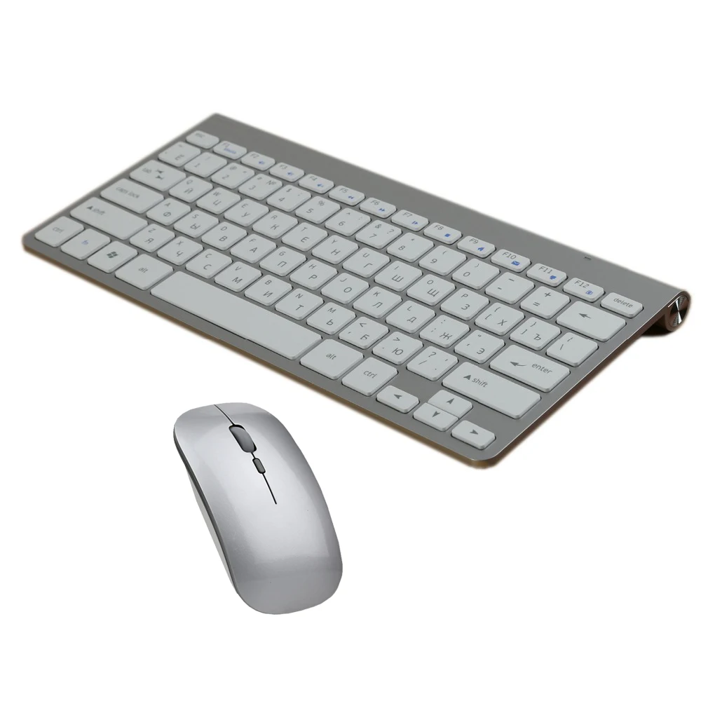 Silver keyboardmouse Zienstar русская тонкая 2,4G Беспроводная клавиатура мышь комбо для MACBOOK, ноутбука, ТВ-бокса, компьютера ПК, Smart tv с USB Приемником - Цвет: Silver keyboardmouse