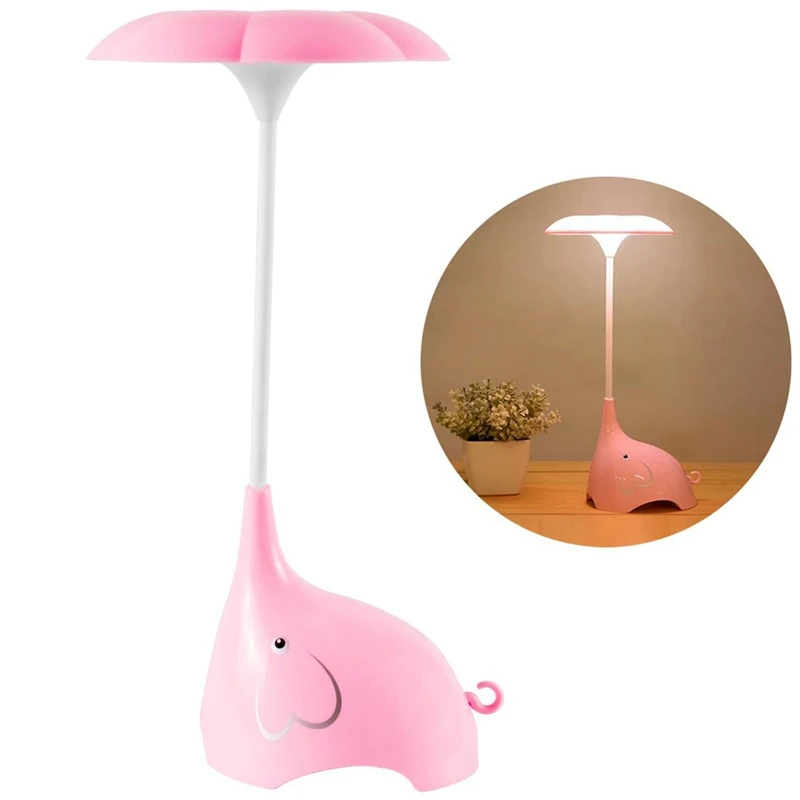 

Night Lights for Kids, LED Desk Lamp Dimmable Bedside Lamp with USB Charging Port, Cute Elephant Shape