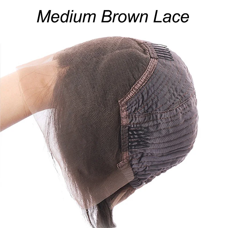Uwigs 13X6 парики из натуральных волос на кружеве бразильские волнистые парики предварительно сорванные для черных женщин прозрачные парики Remy 8-26 дюймов - Цвет: Medium Brown Lace
