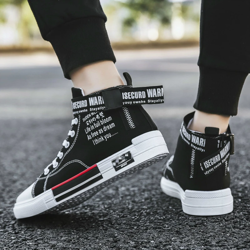 

2020 Spring White Black High Top Men's Shoes Skateboarding Shoes Sapato Feminino Zapatos De Mujer Canvas Mens Sneakers
