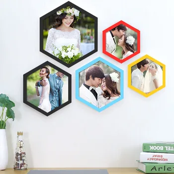 

Creative Simple Hexagonal Multilateral Photo Frame Set Wall Photo Wall Background Decorative Picture Frame Diamond Combination