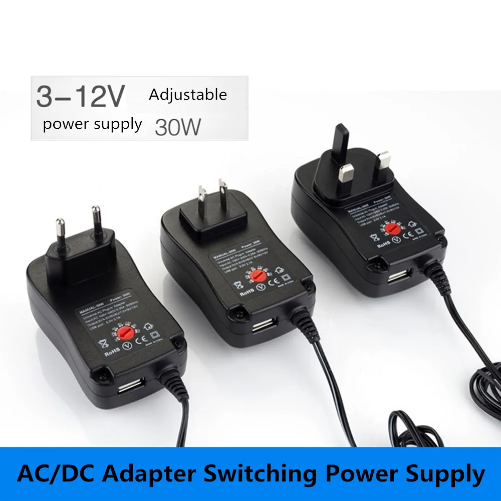 30 Вт DC адаптер питания 3 v-12 v Источник зарядное устройство полимерная батарея с настраиваемым выходным AC100-240V 0.25A 50/60Hz с выходом USB 5 V/2.1A