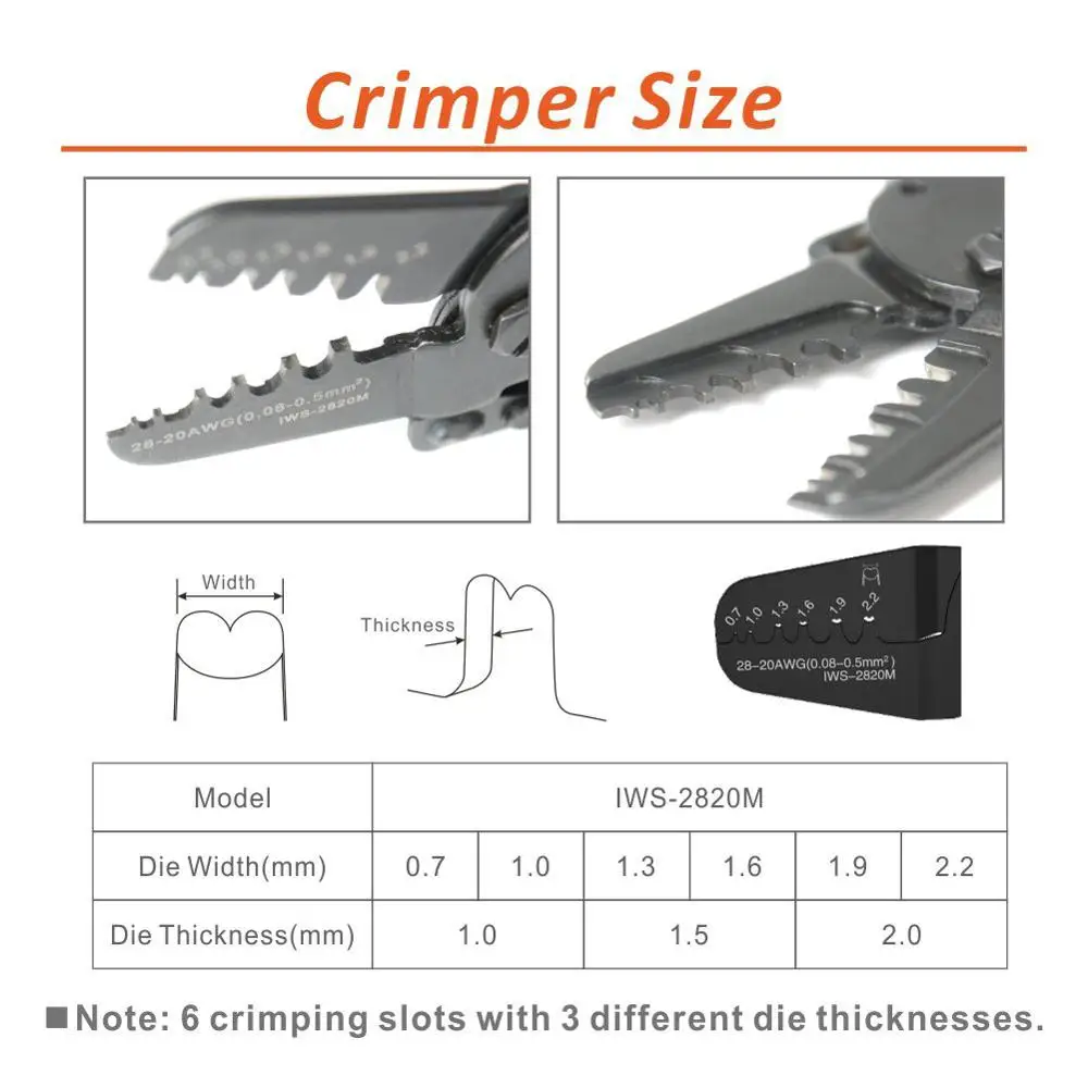 IWS-2820 crimper plier IWISS Mini Micro Open Barrel Crimping Tools for AWG28-20 JAM, Molex, Tyco, JST Terminals and Connectors